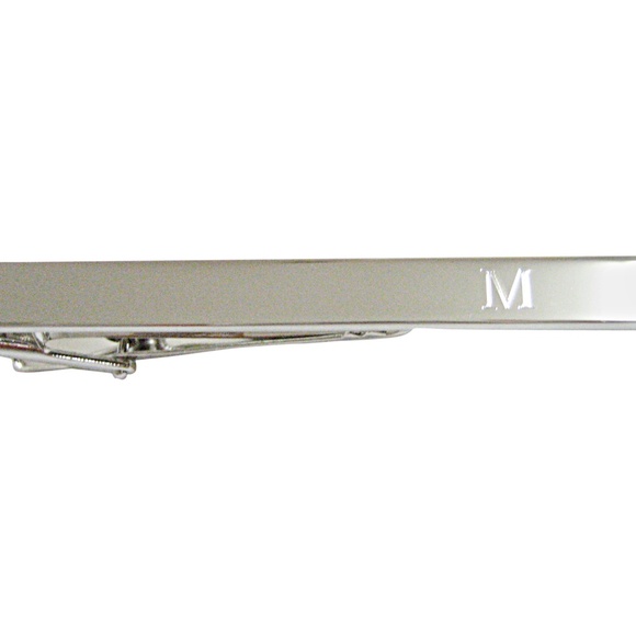 Silver Toned Etched Letter K Monogram Collar Stays